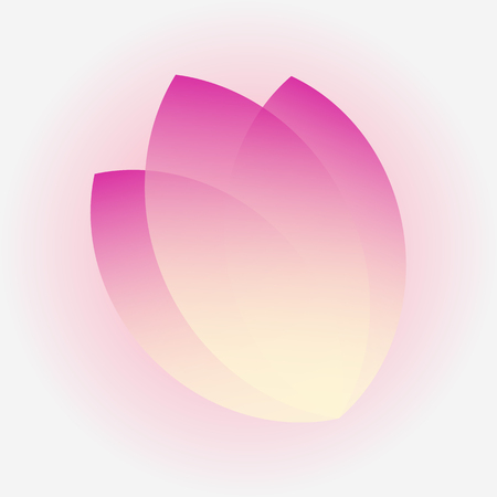 Tulip Three Petals. Icon, Logotype with transparent Purple, violet and pink flower petals.のイラスト素材