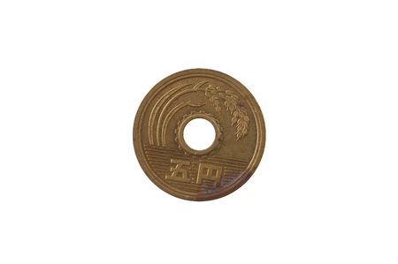 5 yen coin japan coinの写真素材