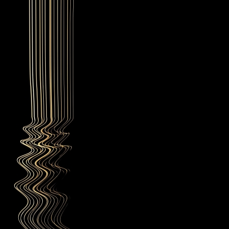 Glowing lines on the left side of the square image on a black background.の写真素材