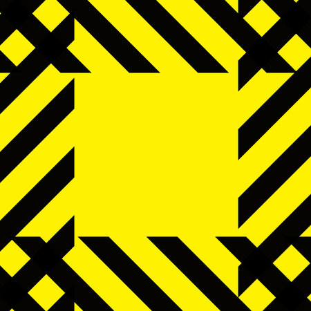 Simple caution construction background stripes on yellow square tile.