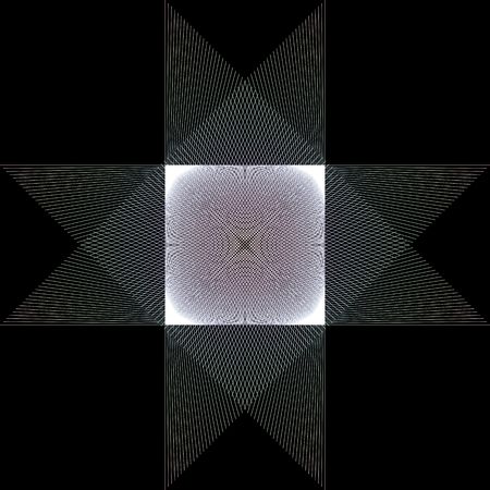 A geometric abstract design of a moire pattern on blackの写真素材