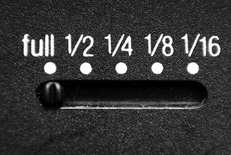 A power switch that shows each level of power. It is currently set to full power.の写真素材
