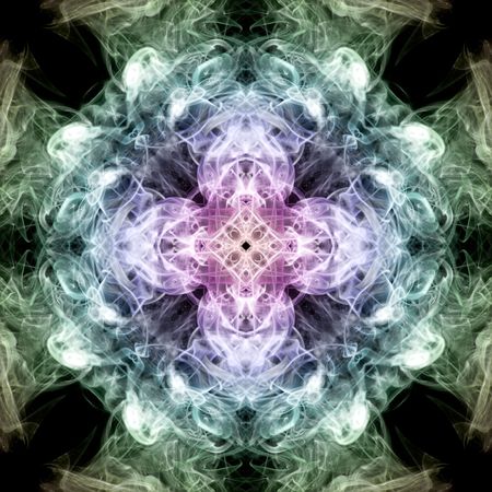 Abstract smoke tile pattern on black background in square frameの写真素材