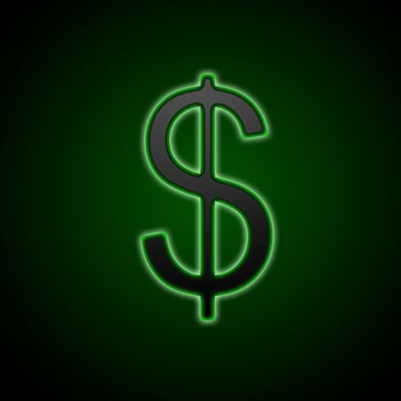 Abstract computer generated background illustration of the American Dollar symbol sign on a green backgroundの写真素材