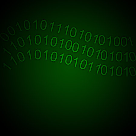 Binary computer coding language with empty copyspace below in green color 