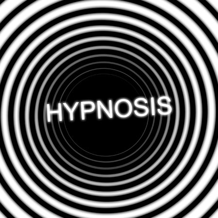 The word Hypnosis inside a consuming hypnotic black and white spiralの写真素材