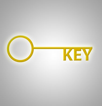 This is an illustration of the word Key as keys on a gold keyの写真素材
