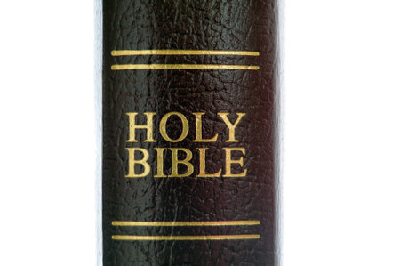 Holy Bible with the spine of the book showing the words Holy Bible isolated on white