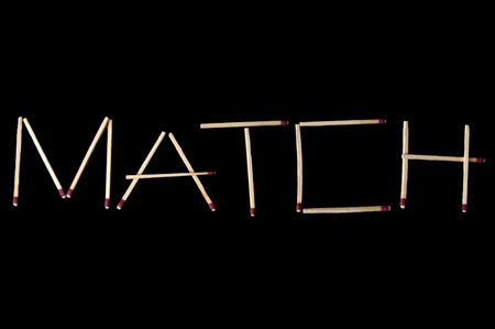 A bunch of wooden matches in a box isolated on a black background