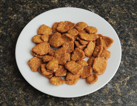 Close up shot of bread chips with seeds on them