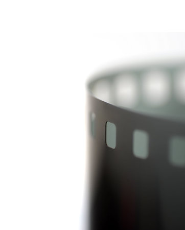 35mm filmstrip macro shot isolated on white background