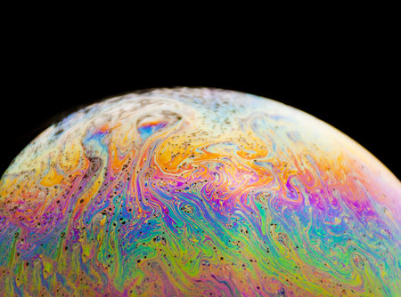 Macro closeup of a colorful soap bubble