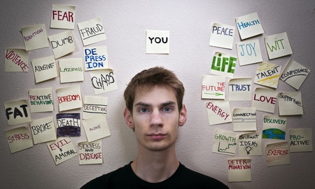 Self reliant independent young adult male is faced with choices that will change and affect his life, and the lives around him in the world. の写真素材