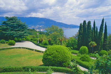 Livadia Palace park complex overlooking the sea and the bay of Yaltaの写真素材
