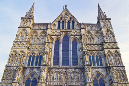 Salisbury cathedral West Front. Salisbury cathedral church of the Blessed Virgin Mary, Wiltshire,...