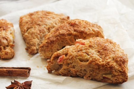 Homemade apple cinnamon scones, selective focusの写真素材