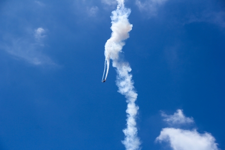Air show  performed above sea, selective focusの写真素材