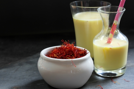 Saffron Milk / Healthy Drink for Ramadan fasting, selective focusの写真素材