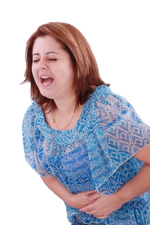 Girl with stomach acheの写真素材