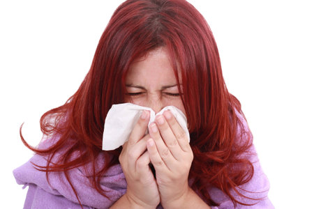 woman with allergy or coldの写真素材