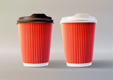 Red Coffee Ripple Cups. Layered Vector Illustration EPS 10のイラスト素材