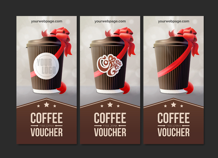 Coffee to go vouchers coffee ripple cup with a red ribbon vector.のイラスト素材