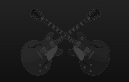 Crossed Electric Guitars Dark Background. Vector EPS10
