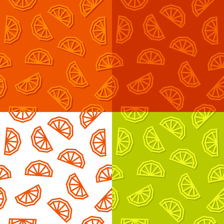 Orange slices low poly seamless pattern. 4 color variations. Vector EPS10のイラスト素材