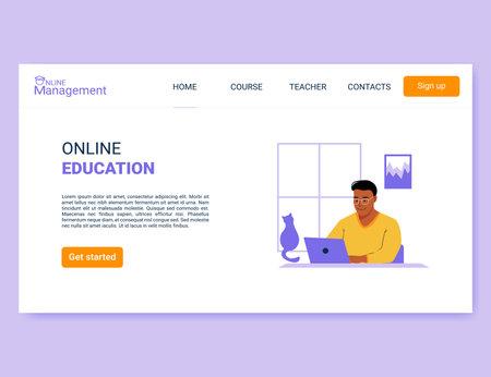 Modern flat design concept of online education. Landing page template for website and mobile website development.のイラスト素材