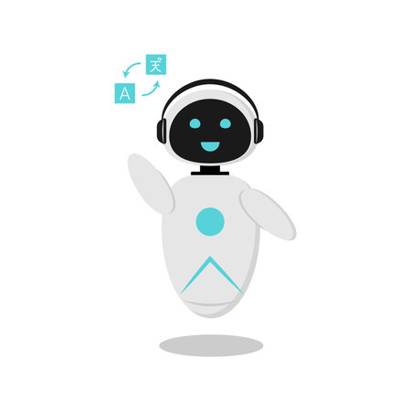 Cute Robot Chatbot Icon. flat design. vector illustrationのイラスト素材