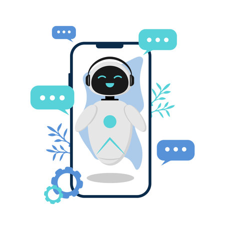 Chatbot with speech bubble. artificial intelligence concept. vector illustration.のイラスト素材
