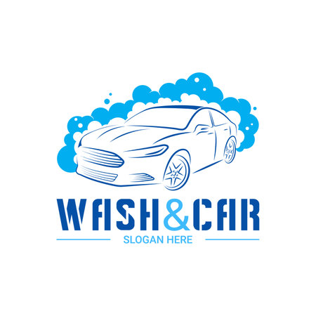 Car wash car logo vector illustration isolated on white backgroundのイラスト素材