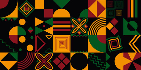 Abstract modern background with geometric shapes.Set of geometric elements. Black history month.のイラスト素材