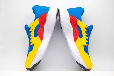 Stylish shoes from the LIDL brand were trendy among young people. The LIDL string specifies its brand. Within a few days, the collection was sold outの写真素材