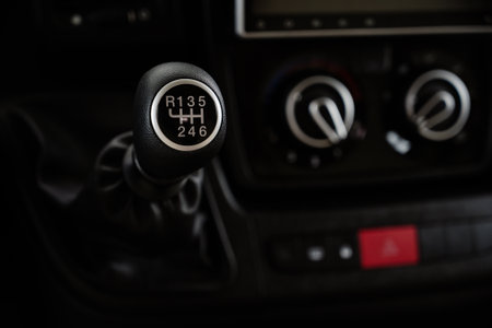 Six speed gear shift in truck carの写真素材