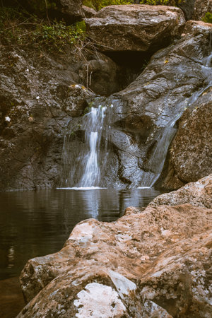 Small waterfall on Madeira, Risco waterfall in Paul da Serraの写真素材
