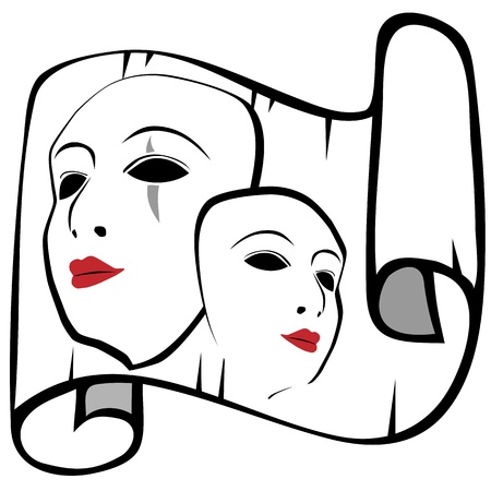 Mask and the old paperのイラスト素材