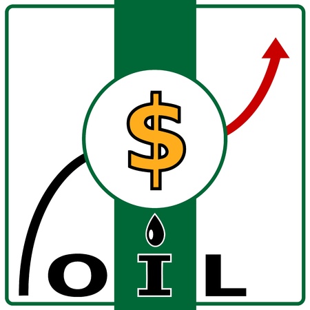 Oil price illustration of crude oil and dollar sign with arrowのイラスト素材