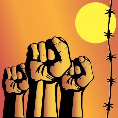 Fist and barbed wireのイラスト素材