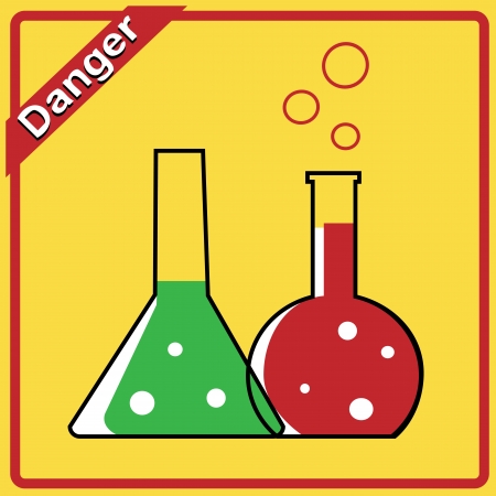 illustration of laboratory apparatus with colorful solutionのイラスト素材