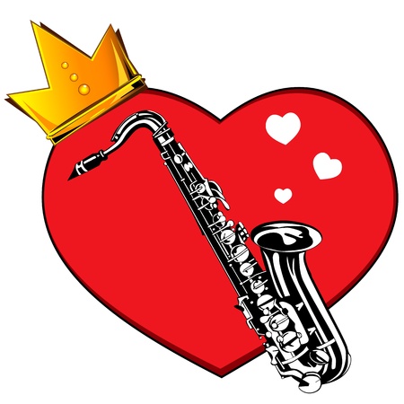 Heart and saxophone  Musical greeting cardのイラスト素材
