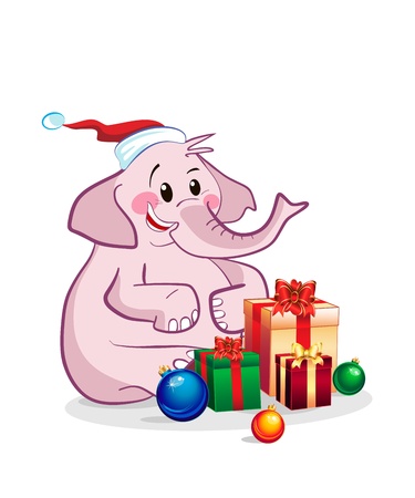 Elephant celebrates new yearのイラスト素材