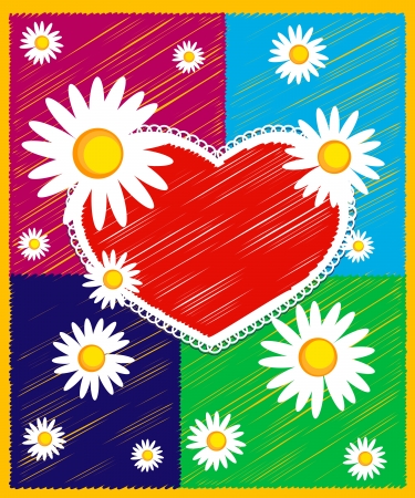 Red heart - Template frame design for greeting cardのイラスト素材