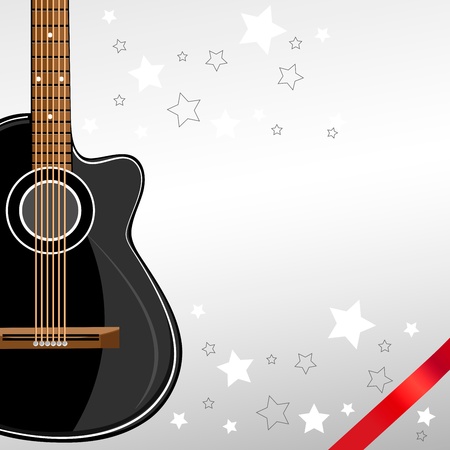 Greeting card  Black acoustic guitar のイラスト素材