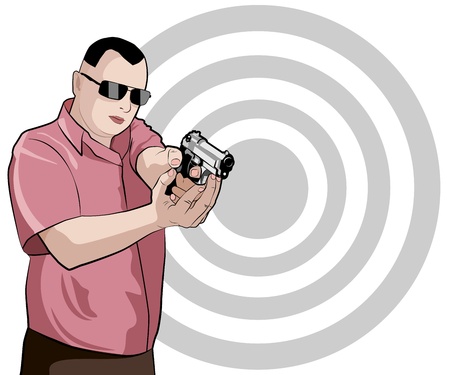 Man shoots from pistolのイラスト素材