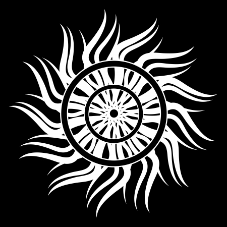 Black and white sun for tattooのイラスト素材