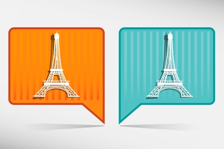 Eiffel Tower in Paris, France - orange and blue pointer のイラスト素材