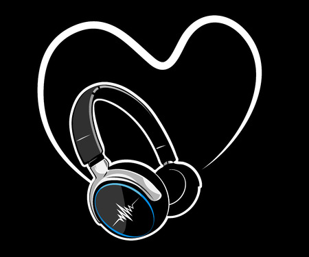 Heart with headphones. Music concept.のイラスト素材