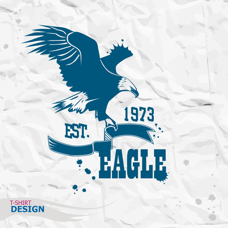 Eagle illustration, t-shirt graphics, typography. American eagles illustrationのイラスト素材