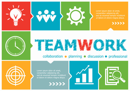 Teamwork design illustration concepts for business, consulting, management, career. Teamwork concepts for web banner and printed materials.のイラスト素材